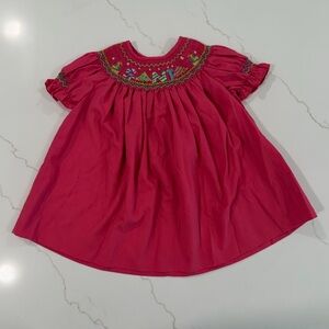 Pink Santa Smocked Baby Dress
